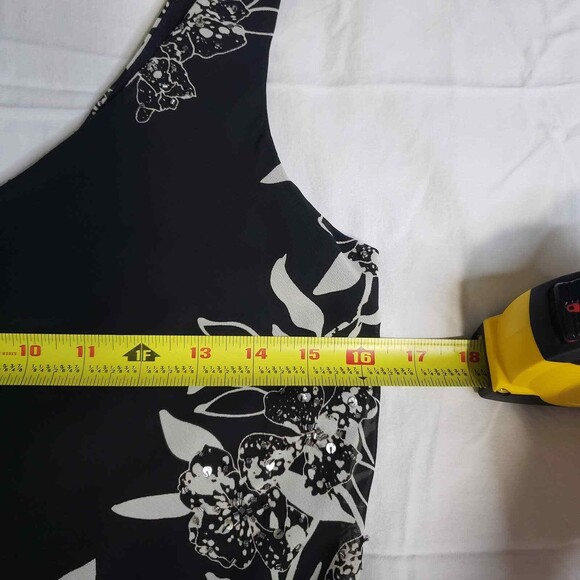 Alex Evenings Floral Sleeveless Blouse Dressy Tank with Sequin- Medium Petite MP - Picture 9 of 10